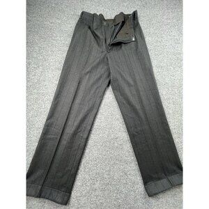 Made in England Tailored Trousers Holland&Sherry Cloth Charcoal Pinstripe Cuffed